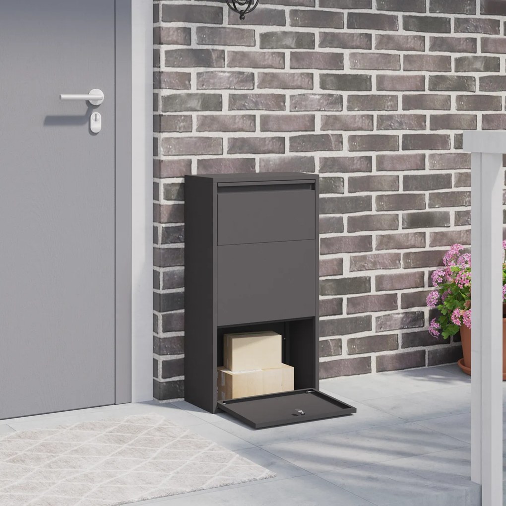vidaXL Caixa de entrega Preto 44x22x82 cm Aço