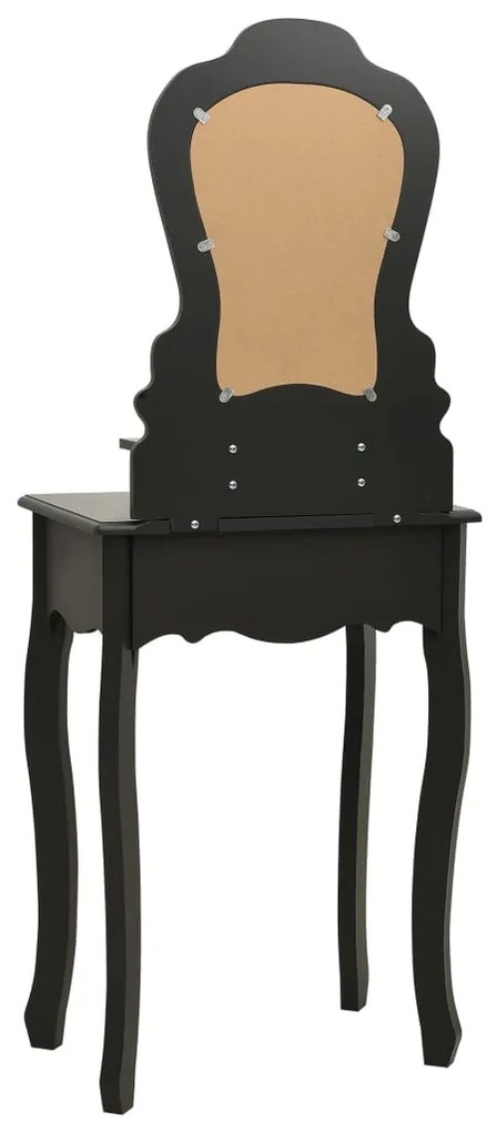 Conj. toucador com banco 50x59x136 cm madeira paulownia preto