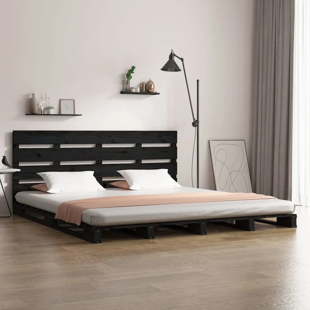 vidaXL Estrutura cama pequena de casal 120x190 cm pinho maciço preto