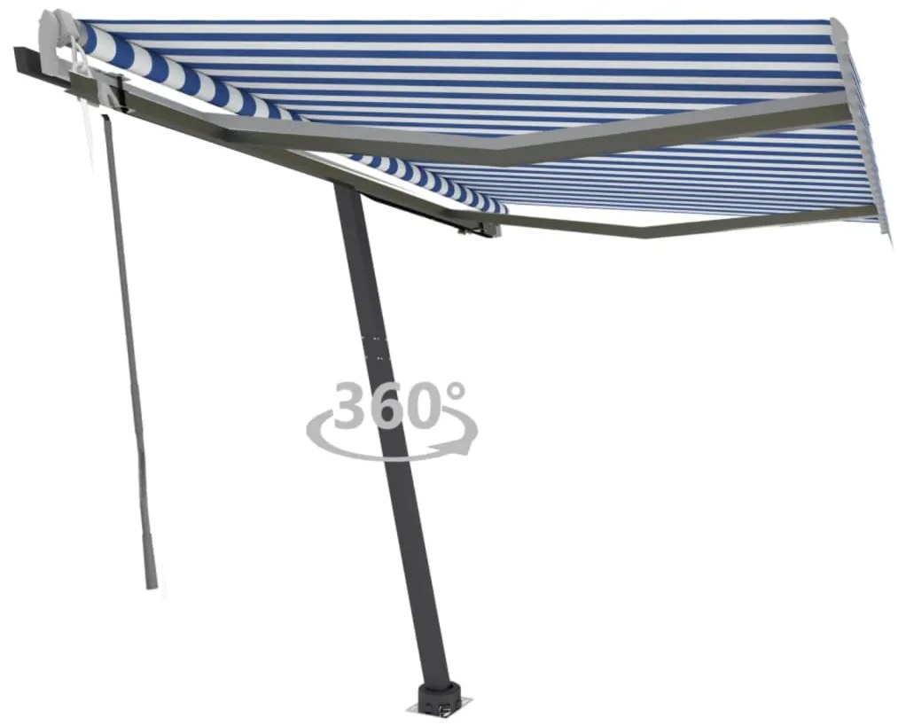 Toldo automático independente 300x250 cm azul e branco