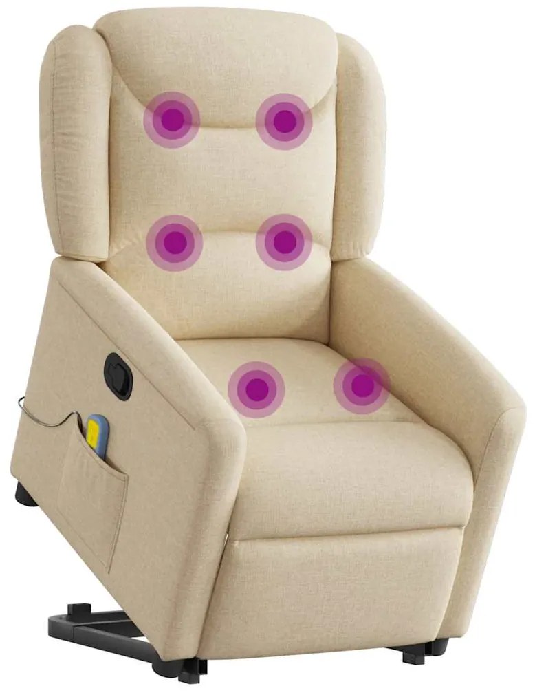 Poltrona elevatória de massagens tecido cor creme