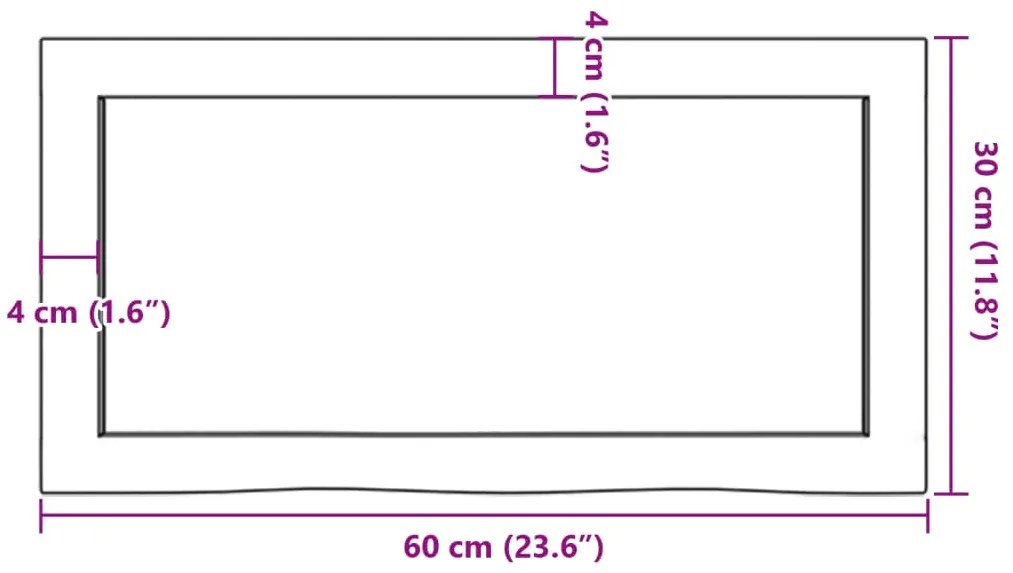 Prateleira de parede 60x30x(2-4) cm carvalho maciço não tratado