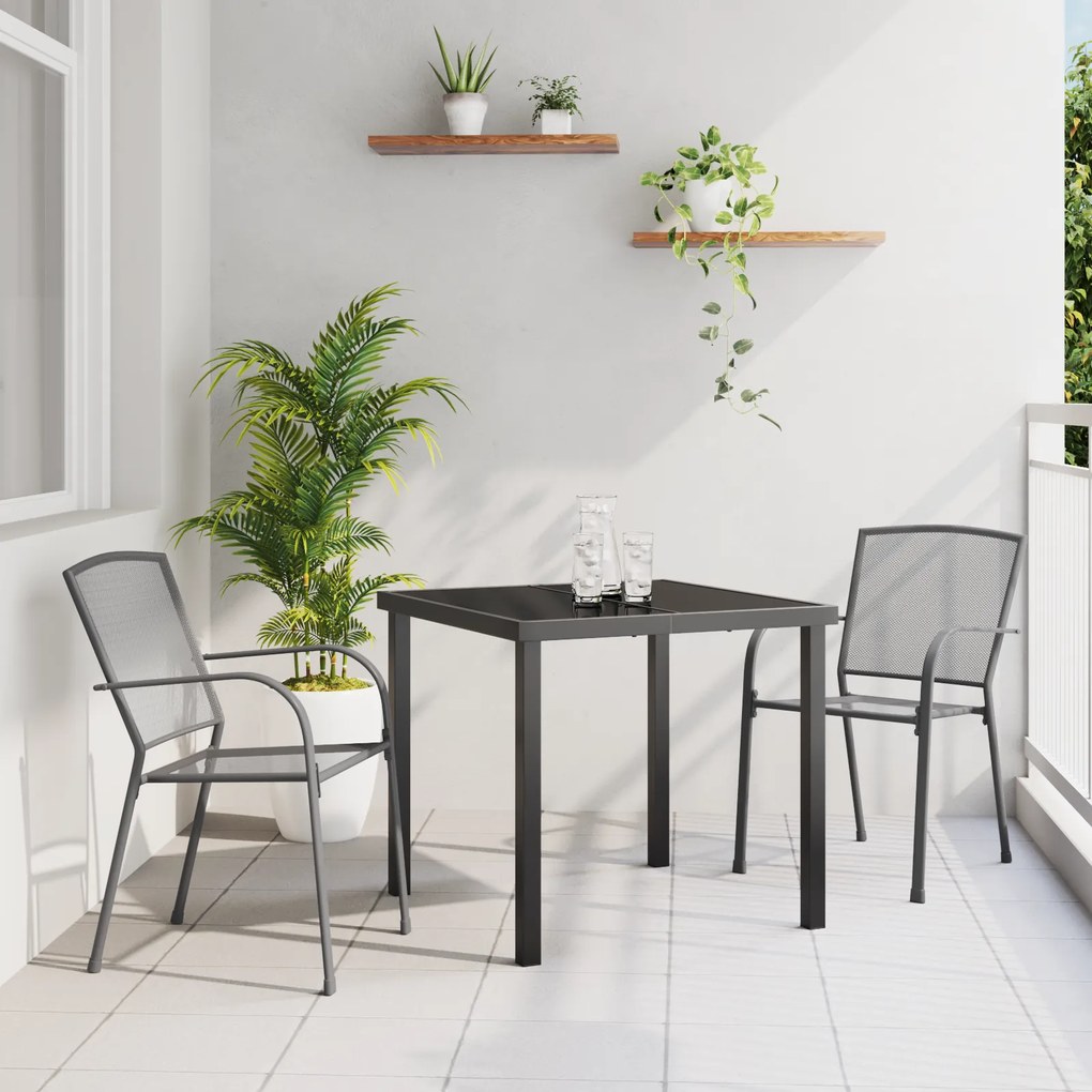 vidaXL Conjunto de Jardim de 3 Peças Aço Antracite