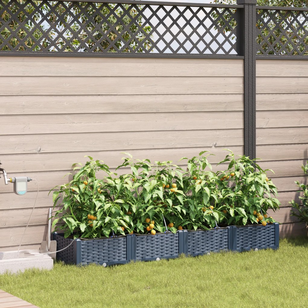 Jardineiras vidaXL com Sistema de Irrigação 4 pcs Cinza
