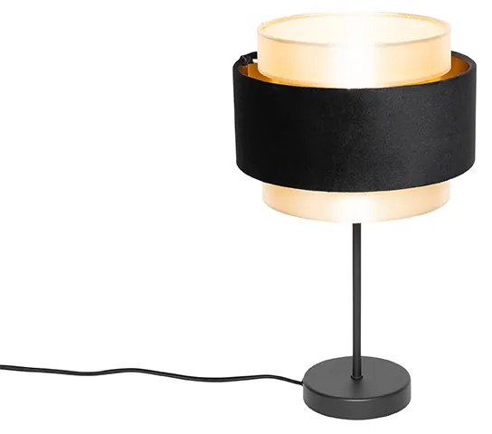 Candeeiro de mesa moderno preto com dourado - Elif Moderno