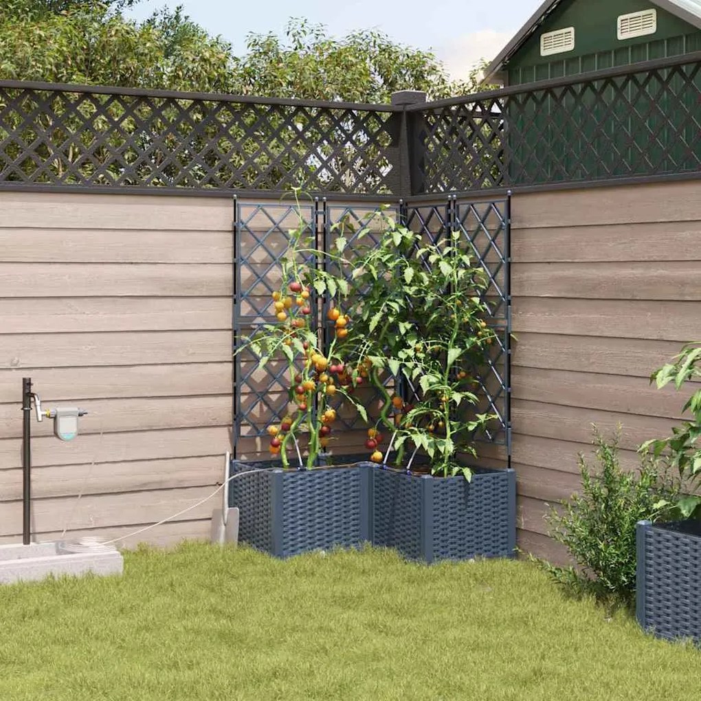 vidaXL Jardineiras de Jardim 1 pc Cinzeto 80 x 80 x 142 cm Plástico