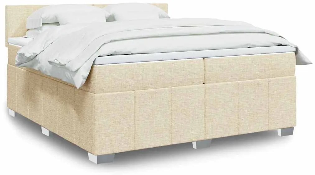 Cama com molas/colchão 200x200 cm tecido cor creme