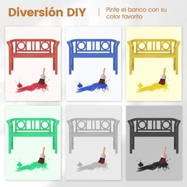 Banco jardim Exterior em Madeira de Acácia 118 x 50 x 78,5 cm para 2 Pessoas com Encosto e Apoios de Braços Circulares Capacidade 360 kg para Varanda,