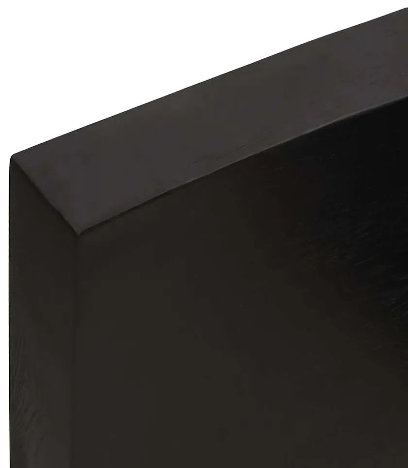 Tampo de mesa com bordas vivas maciço tratado castanho-escuro