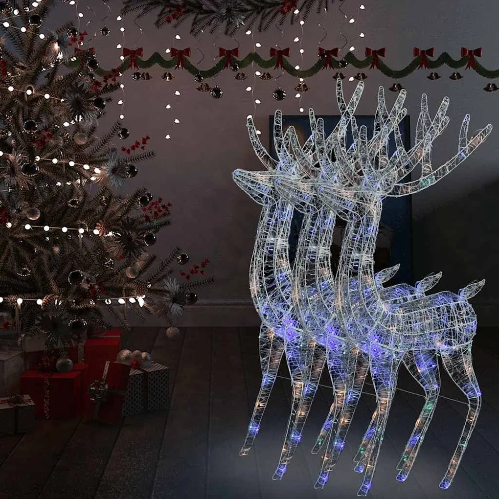 vidaXL Renas de Natal XXL 3pcs 250 LEDs 180 cm acrílico multicolorido