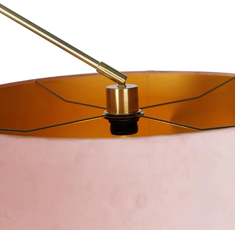 Abajur moderno de veludo dourado - rosa 50 cm - Editor Moderno