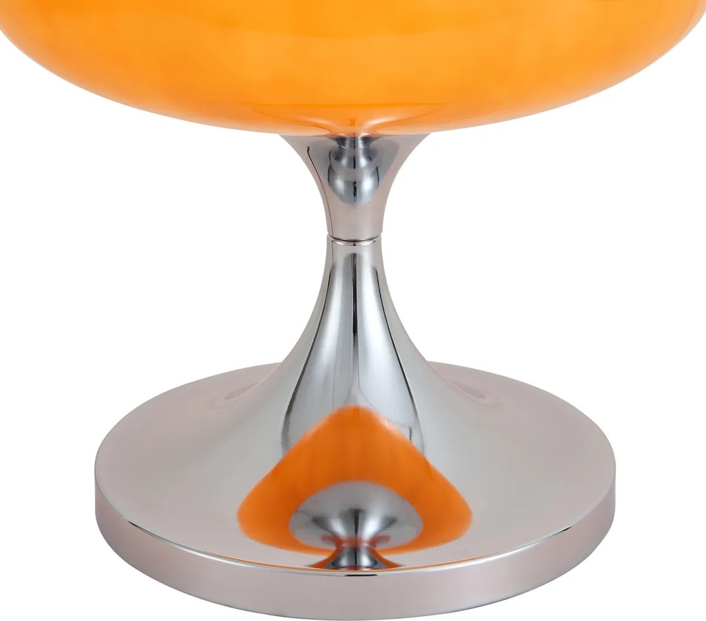 Candeeiro de Mesa Retro Cromado com Abajur de Vidro Laranja 31cm - Glaze