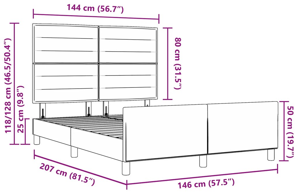Cama vidaXL Azul 160x200 cm Tecido