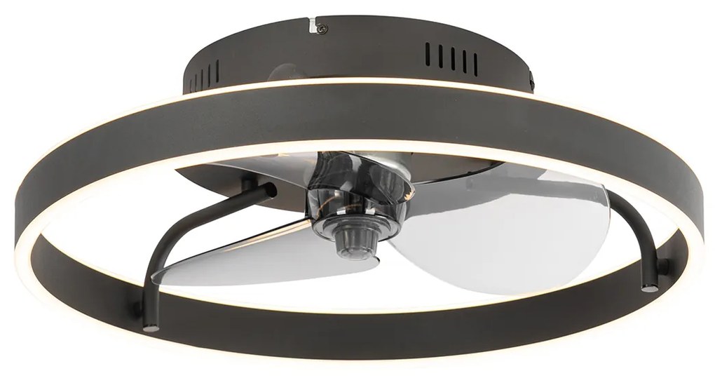 Ventilador de teto preto com LED e controlo remoto - Maddy Moderno