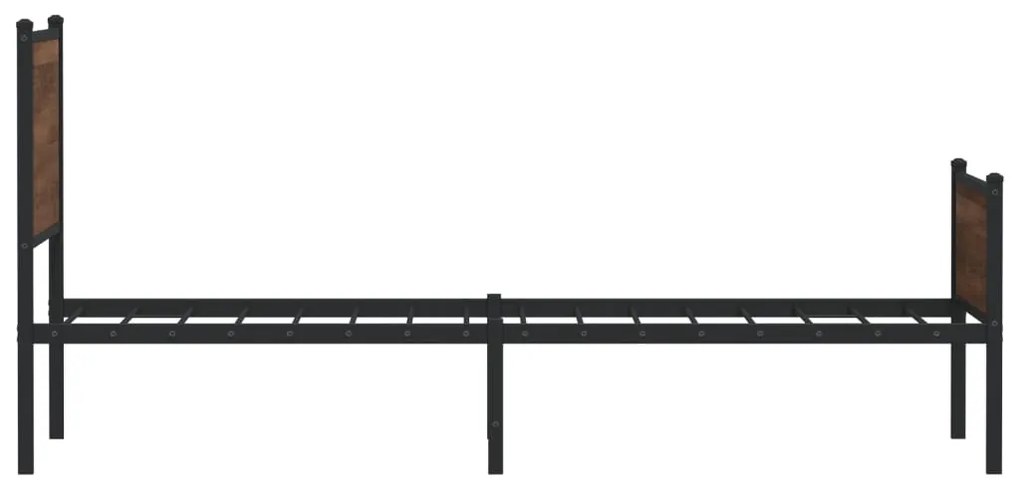 Estrutura de cama sem colchão 90x190 cm metal carvalho castanho