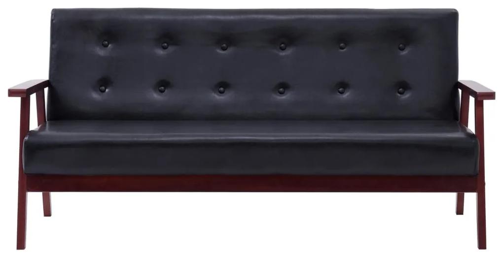 Conjunto de sofás 3 pcs couro artificial preto