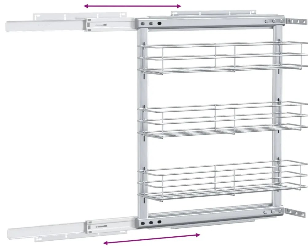 Unidade cestos p/ cozinha 3 pcs 47x15,5x55,5 cm arame prateado