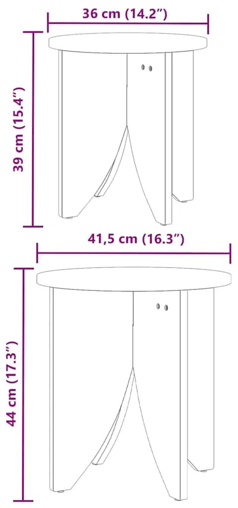 Mesa de centro 2 pcs Natural 41,5 x 41,5 x 44 cm