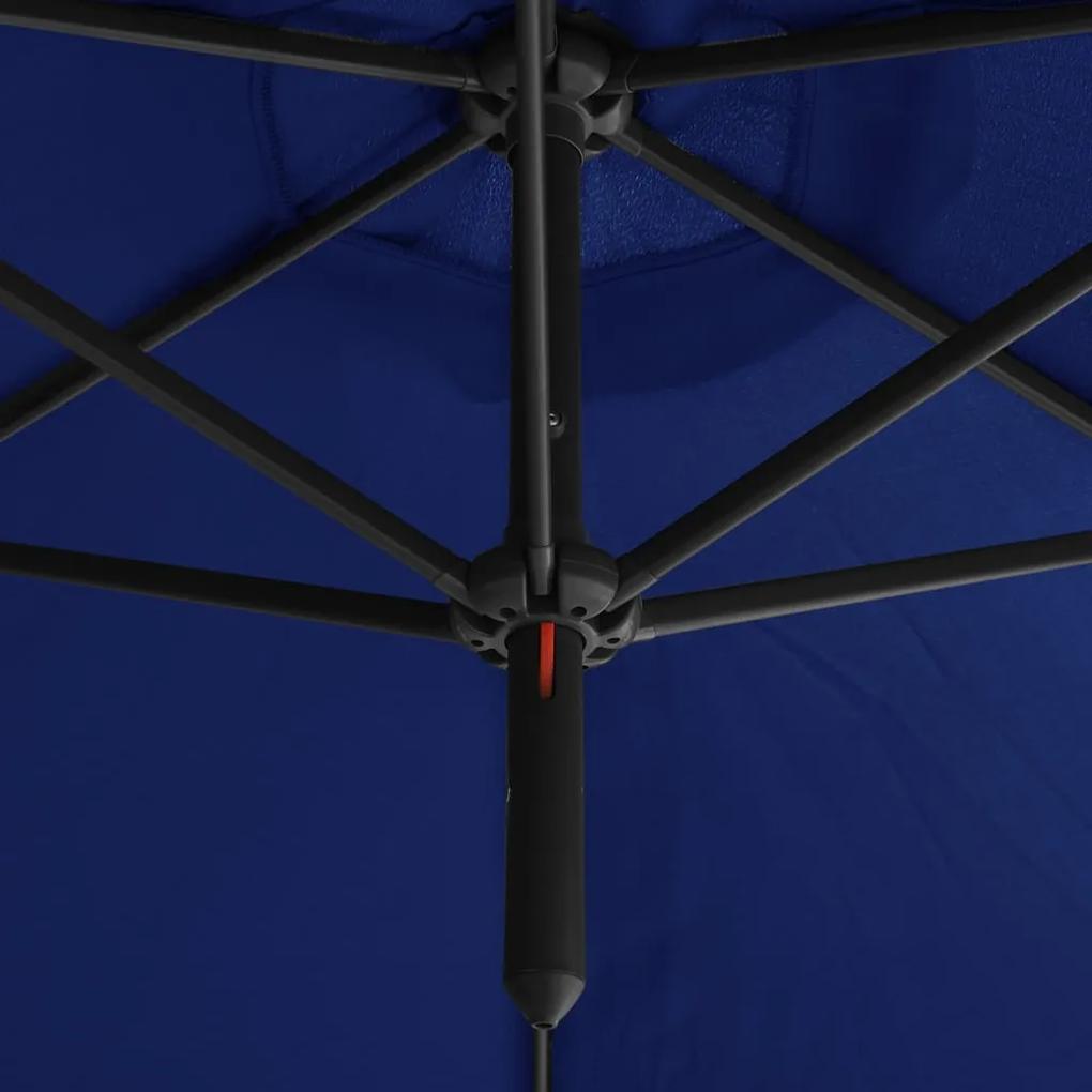 Guarda-sol duplo com mastro de aço 600 cm azul-ciano