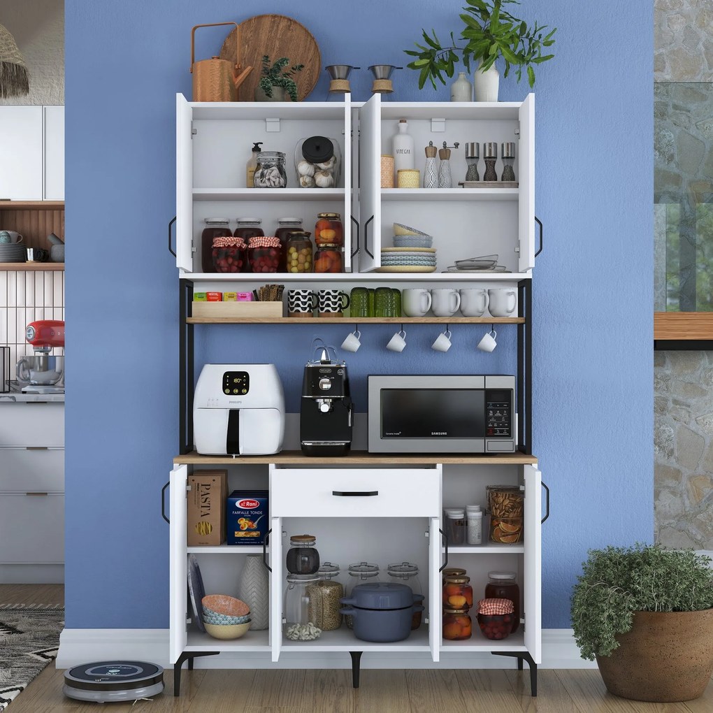 Armário Alto de Cozinha "Stella" - 120 x 198,6 x 40 cm - Nogueira e Br