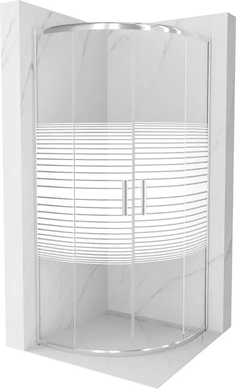 Mexen Rio cabine de duche semicircular 70 x 70 cm, riscas brancas, cromado - 863-070-070-01-20