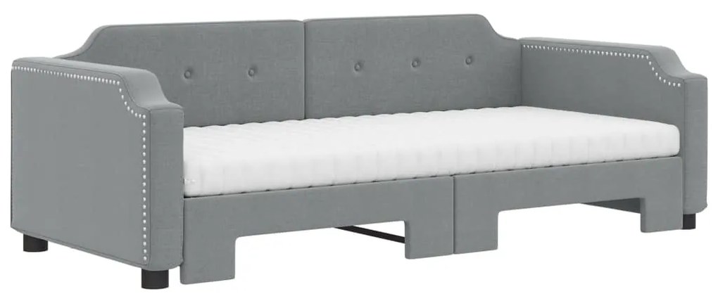 Sofá-cama c/ gavetão e colchões 90x200 cm tecido cinzento-claro