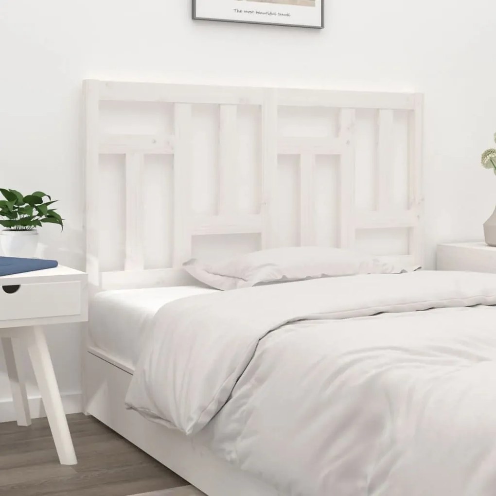 Cabeceira de cama 155,5x4x100 cm madeira de pinho maciça branco