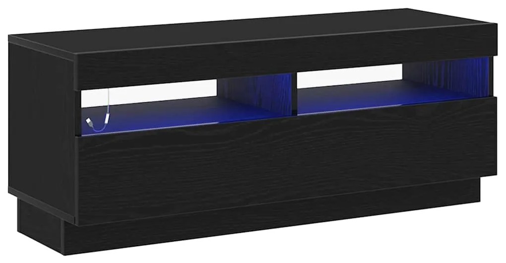 Estante de TV vidaXL com Luzes LED em Carvalho Preto 100x35x40 cm de M