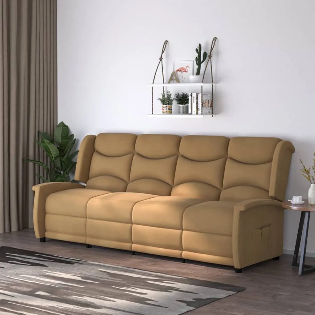 vidaXL Sofá reclinável 4 lugares tecido microfibra cinza-acastanhado