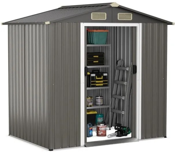 Armário de armazenamento de ferramentas de jardim de 71 polegadas de altura com portas com fechadura e mesa dobrável - Natural