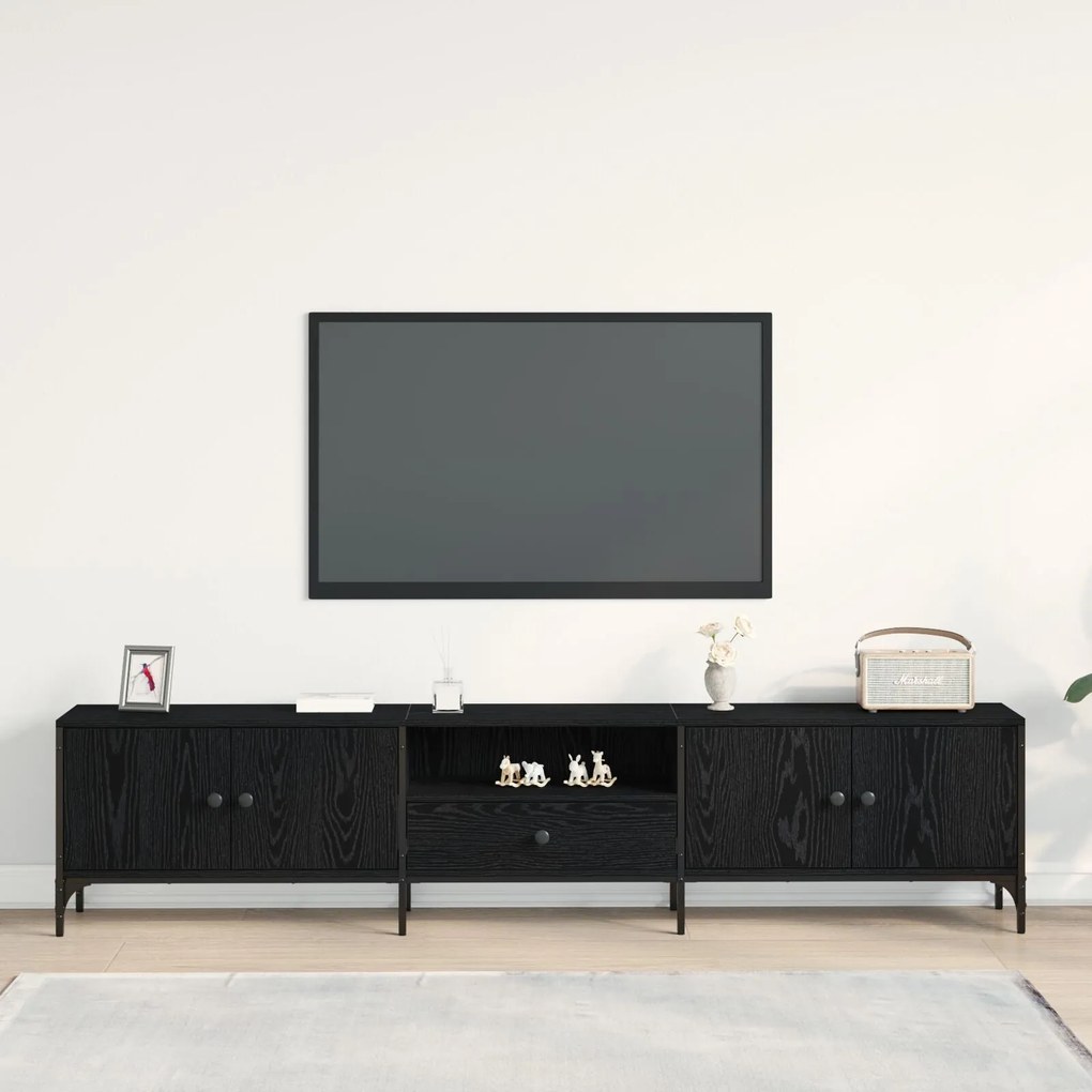 Armário para TV vidaXL com Gaveta Preto Carvalho 200x25x44 cm Madeira