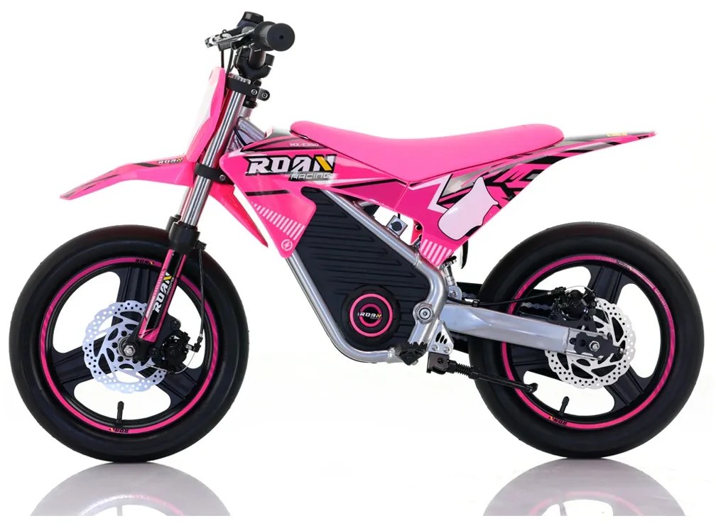 Mini moto elétrica para crianças Minicross 350W Roan MX E350 14/14" Supermotard Rosa