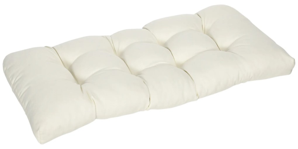 Outsunny Almofada para Bancos de 2 Lugares 110x48x8cm Almofada Retangular para Interiores e Exteriores Lavável com Costura Elegante e Confortável para Bancos Sofás Creme