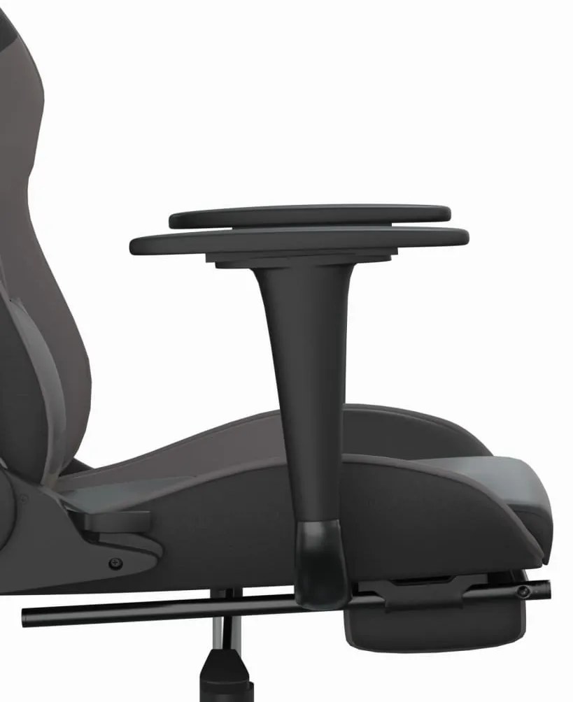 Cadeira gaming massagens c/ apoio pés couro artif. preto/cinza