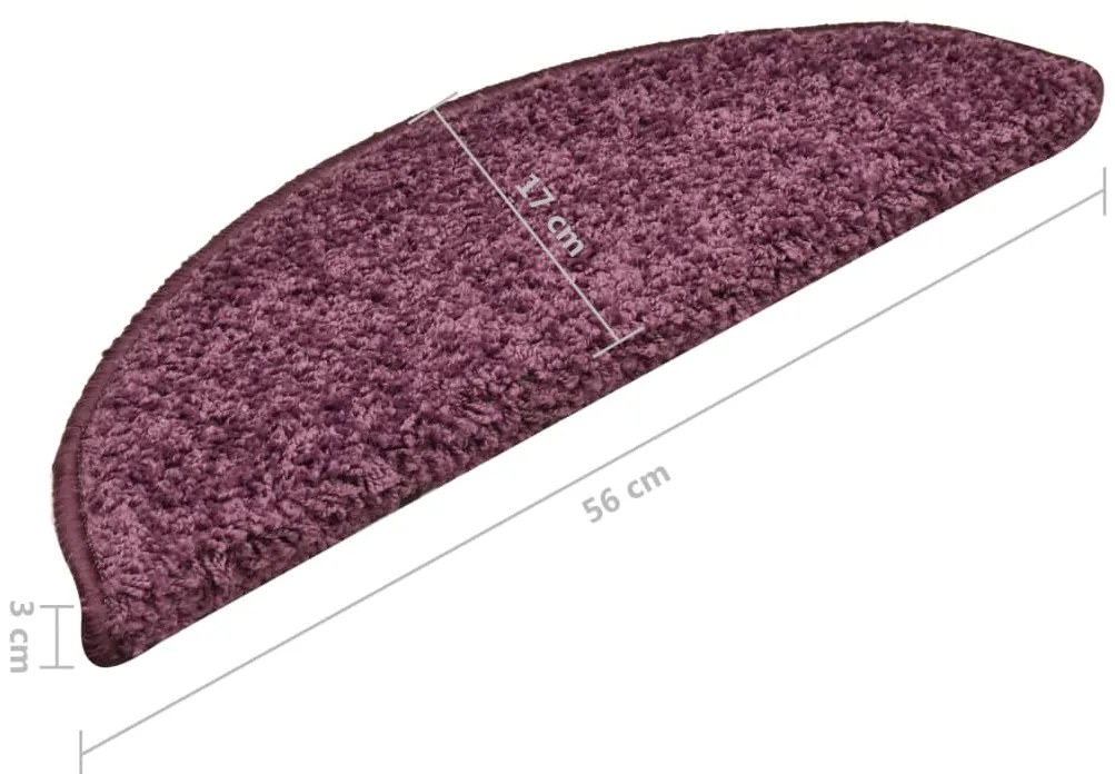 Tapete/carpete para degraus 15 pcs 56x17x3 cm roxo-escuro