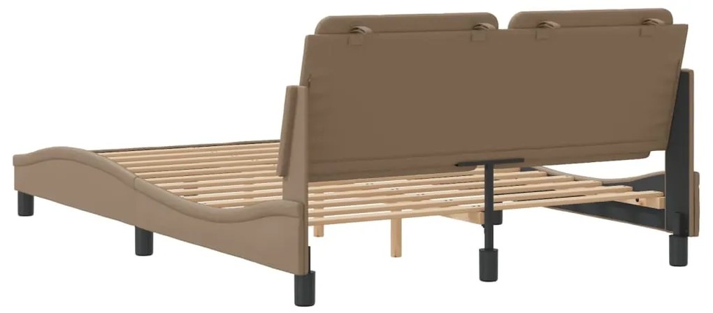 Estrutura cama cabeceira 120x200 cm couro artificial cappuccino
