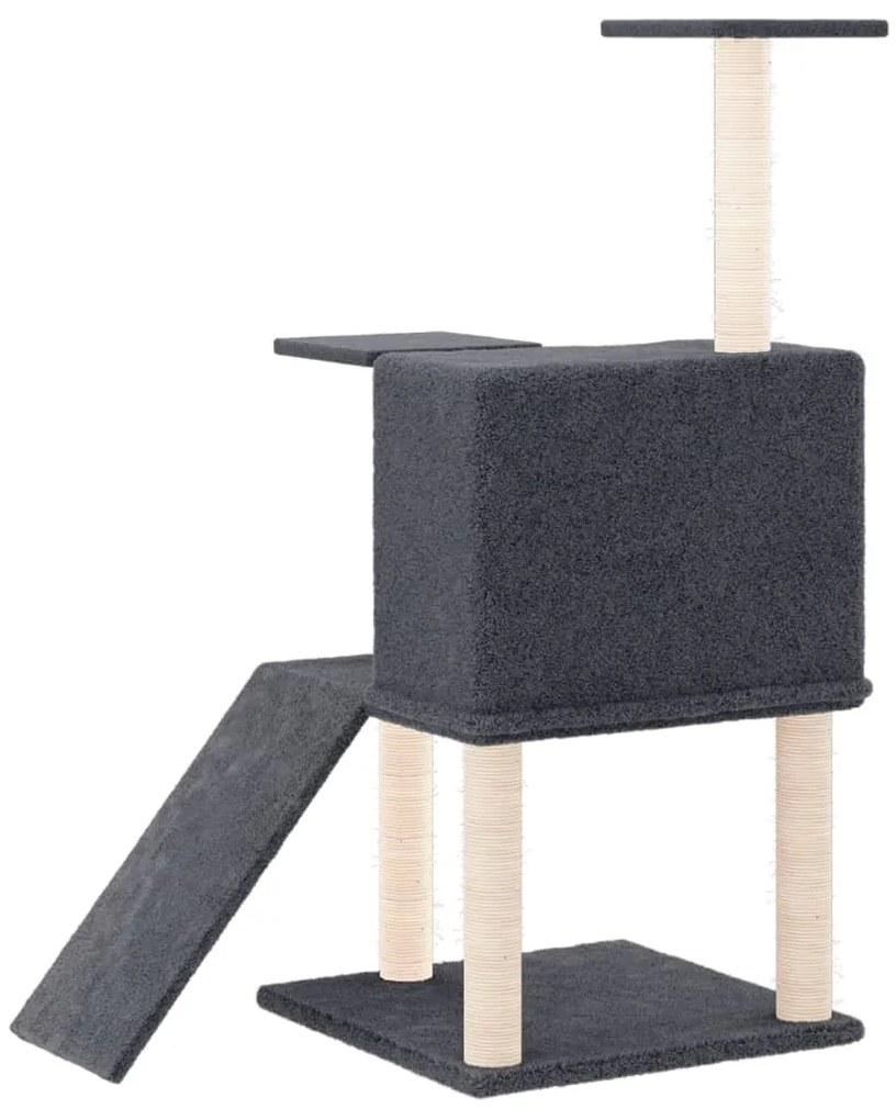 Árvore p/ gatos c/ postes arranhadores sisal 109cm cinza-escuro