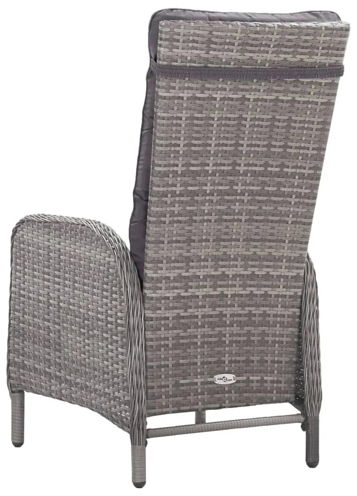 3 pcs conjunto de bistrô para jardim vime PE e vidro cinzento