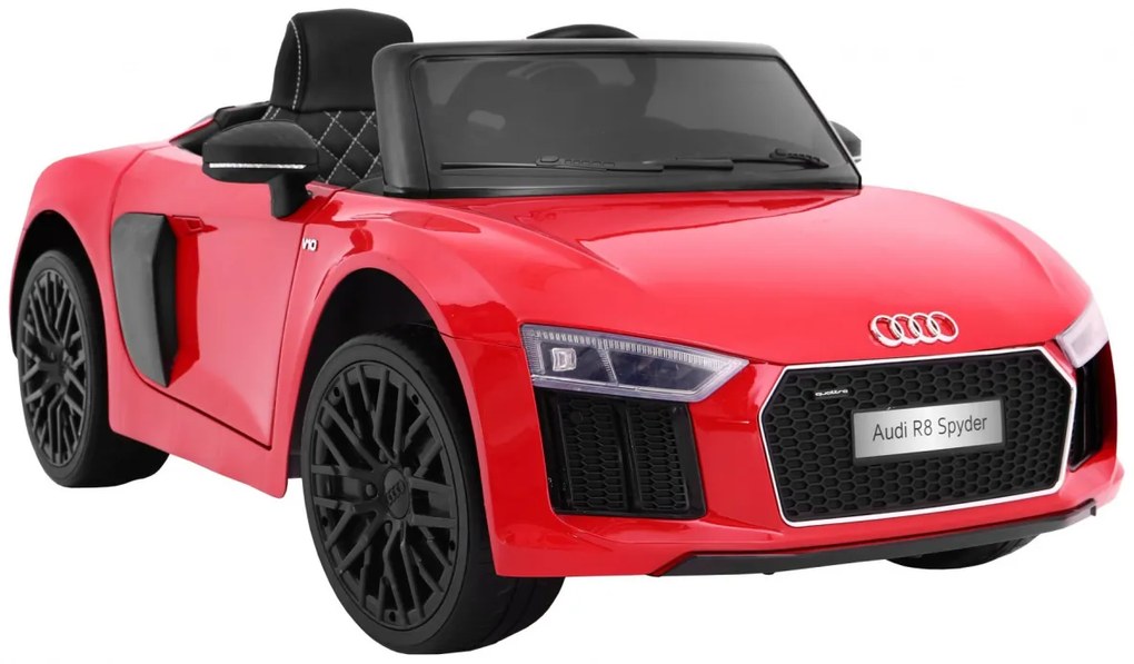Carro elétrico para Crianças 12V AUDI R8 Spyder RS Rodas EVA, e assento couro ecológico 2 4 G Vermelho Pintado
