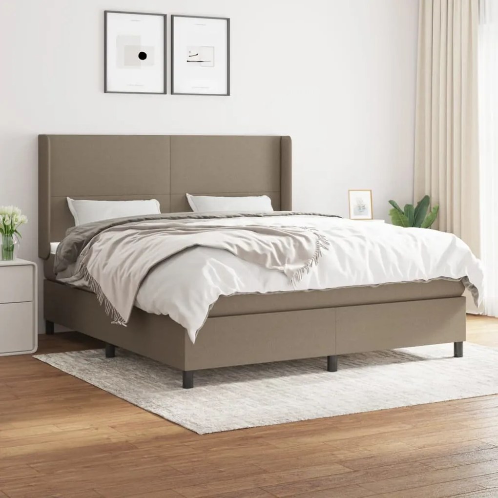 vidaXL Cama com molas/colchão 180x200 cm tecido castanho-acinzentado