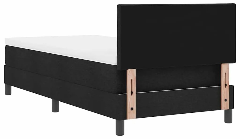 Cama Box Spring com Colchão &amp; LED Preto 90x190 cm Tecido