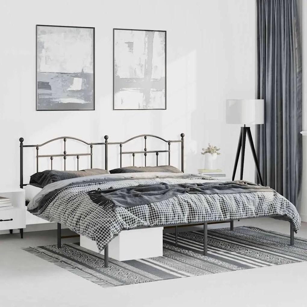 Estrutura de cama com cabeceira 183x213 cm metal preto