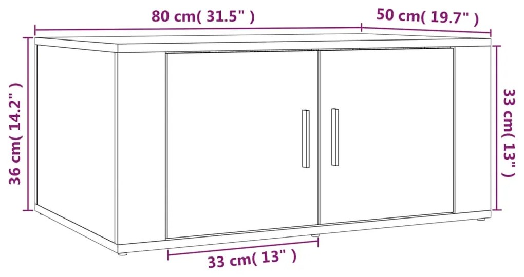 Mesa de centro 80x50x36 cm derivados madeira cinzento cimento