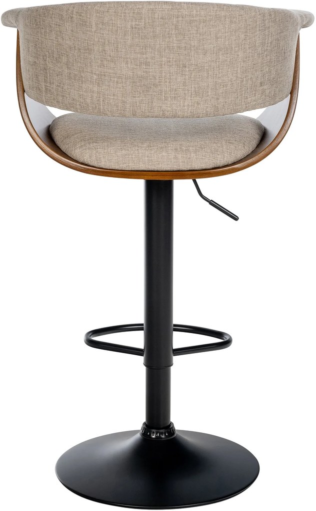 Banco alto em tecido 90-111 x 60 x 51 cm nogueira/creme