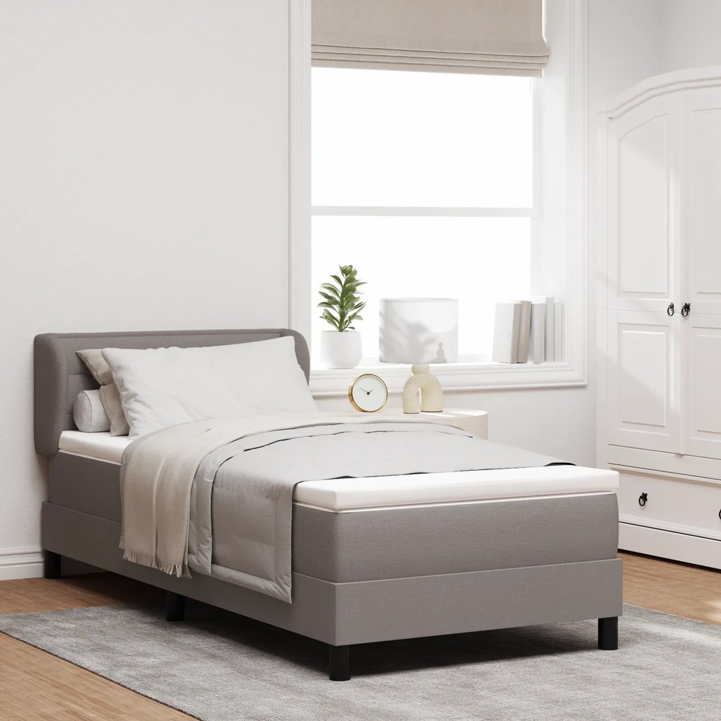 Cama Box com Colchão vidaXL Taupe 80x200 cm Tecido