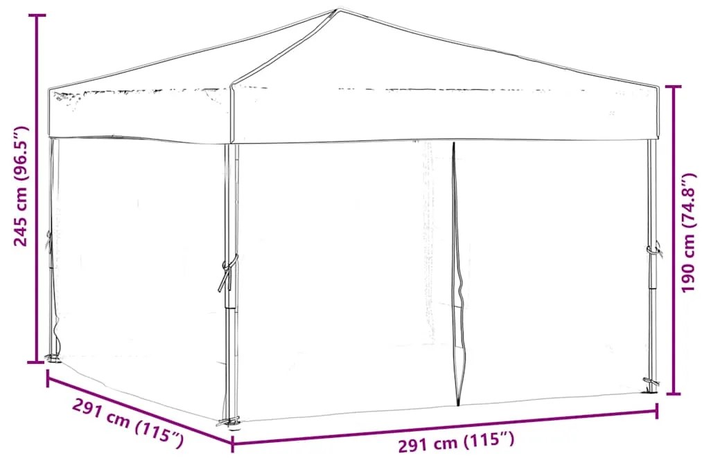 Tenda para festas dobrável com paredes laterais 3x3 m branco