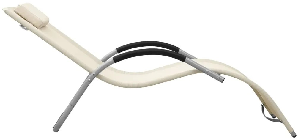 Espreguiçadeiras 2 pcs textilene cor creme e cinzento
