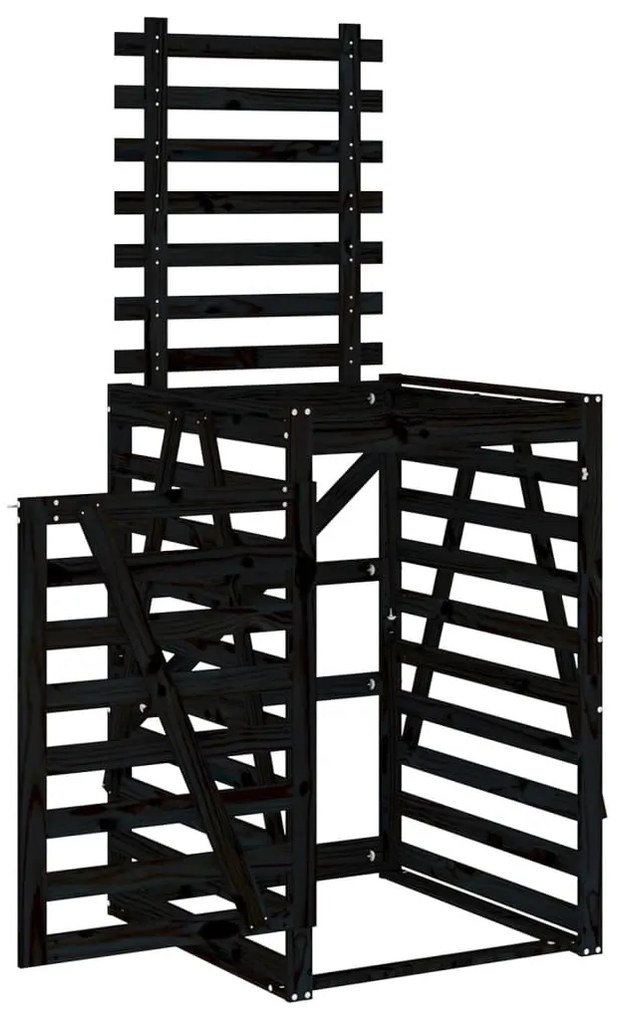 Abrigo para caixote do lixo 84x90x128,5 cm pinho maciço preto