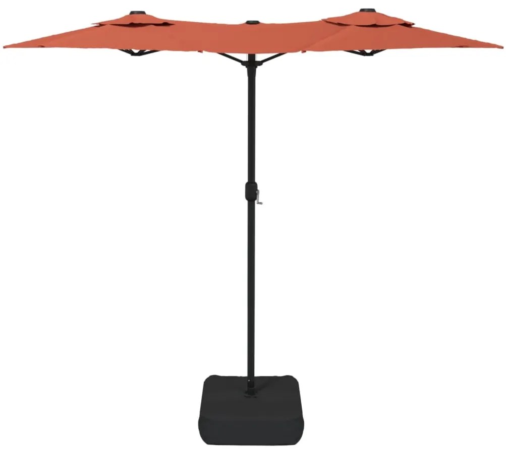 Guarda-sol de jardim c/ cabeça dupla/LED 316x240 cm terracotta