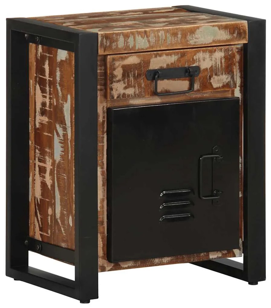 Mesa de cabeceira multicor 40x30x50cm madeira maciça recuperada